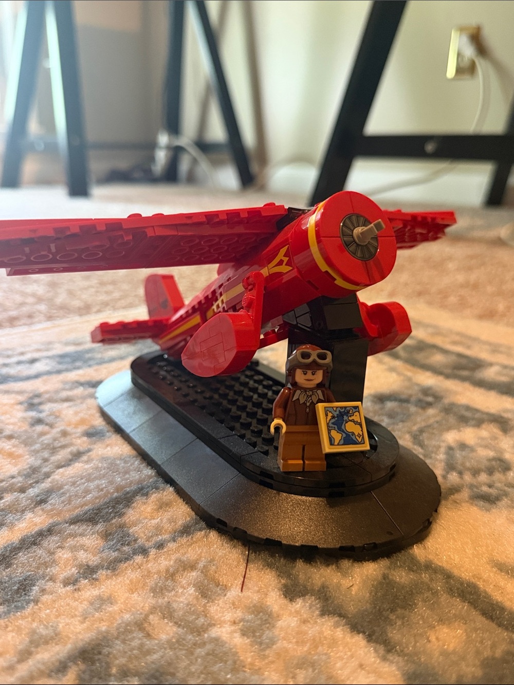 Lego Red and Yellow Biplane with Pilot Minifigure